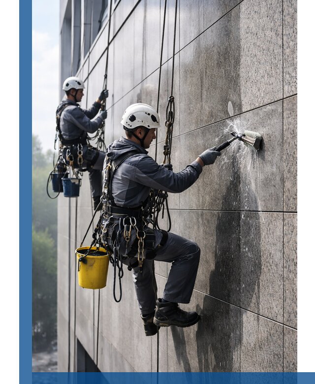 Профессиональная мойка фасада из керамогранита в Рязани