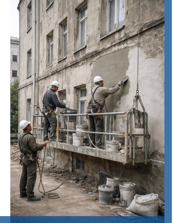 Капитальный ремонт фасада в Рязани от 4313 р. | ВЫСОТНИК-Рзн