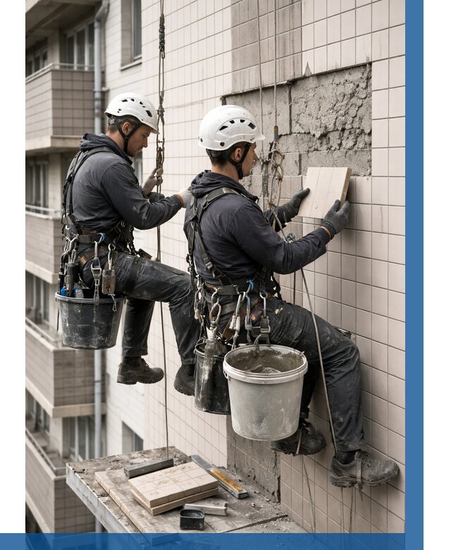 Ремонт облицовки фасада плиткой в Рязани от 1848 р. | ВЫСОТНИК-Рзн