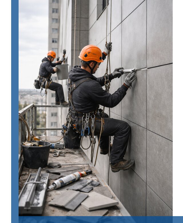 Профессиональный ремонт фасада из керамогранита в Рязани