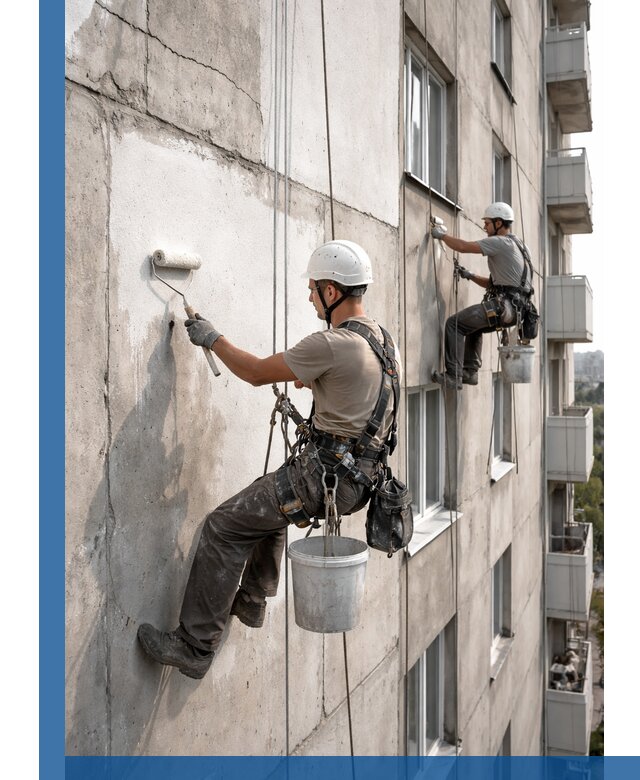 Покраска бетонного фасада в Рязани для жилых и промышленных объектов