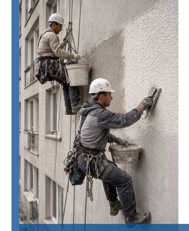 Нанесение декоративной штукатурки короед на фасад в Рязани