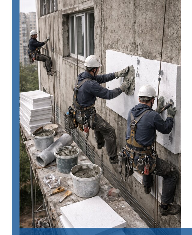 Утепление фасада пенополистиролом в Рязани под ключ