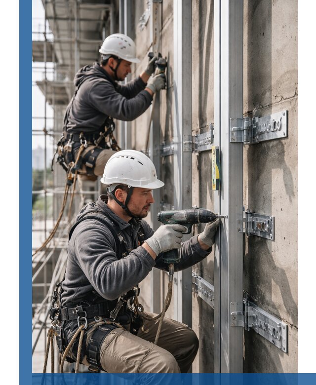 Монтаж и крепление подсистемы вентфасада в Рязани