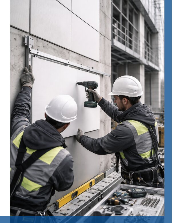 Монтаж композитных панелей фасада в Рязани от 2567 р. | ВЫСОТНИК-Рзн