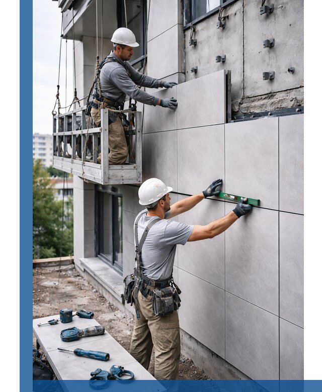 Монтаж керамогранита на фасад в Рязани под ключ с гарантией качества