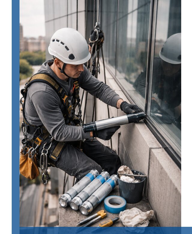 Герметизация стыков витража в Рязани для герметичных фасадов