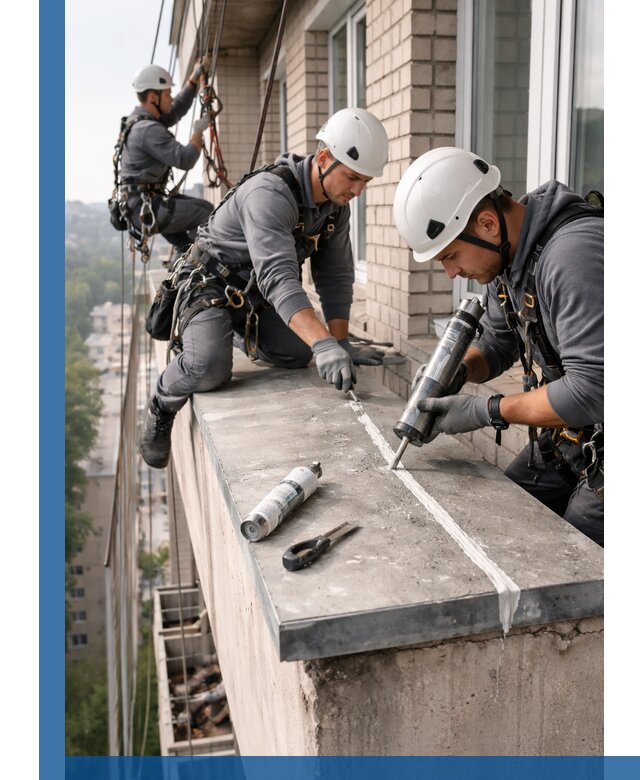 Герметизация балконного козырька в Рязани профессионально