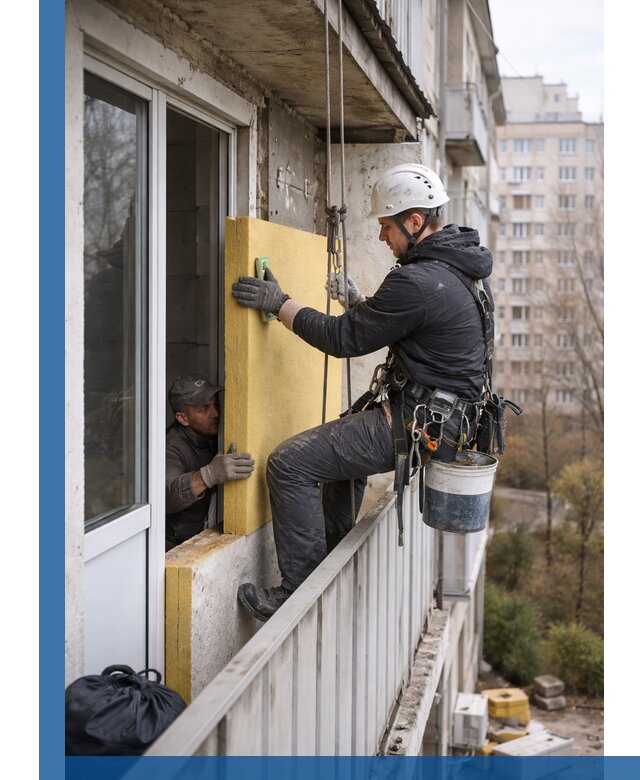 Профессиональное утепление балкона снаружи в Рязани под ключ