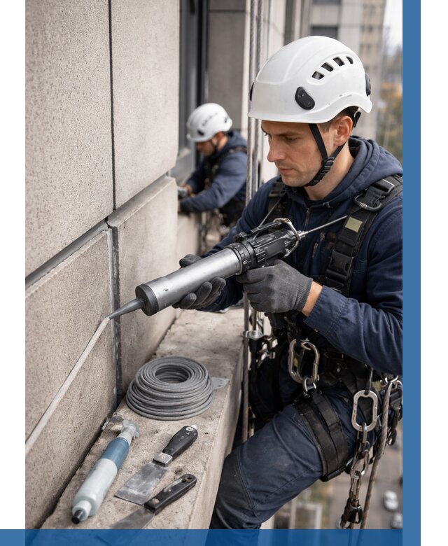 Герметизация деформационных швов фасада в Рязани от 719 | ВЫСОТНИК-Рзн