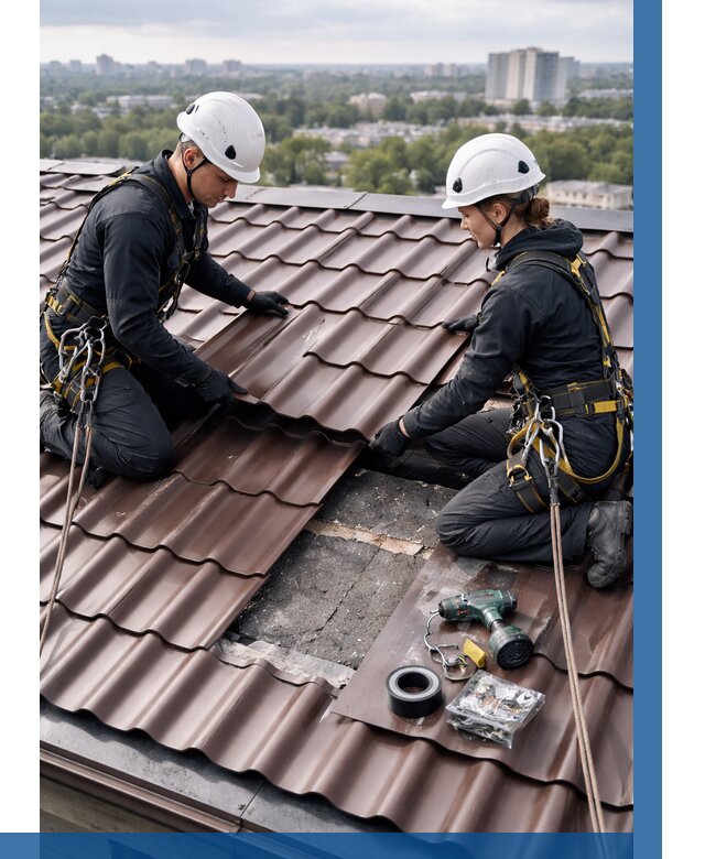 Ремонт металлочерепицы на крыше в Рязани от 924 р. | ВЫСОТНИК-Рзн