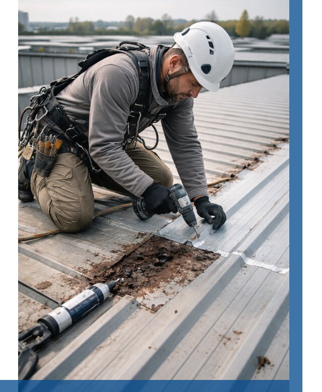 Ремонт профнастила на кровле в Рязани от 719 р. | ВЫСОТНИК-Рзн