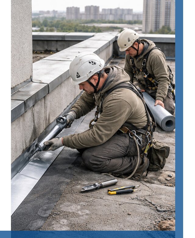 Ремонт кровельных примыканий в Рязани от 1232 р. | ВЫСОТНИК-Рзн