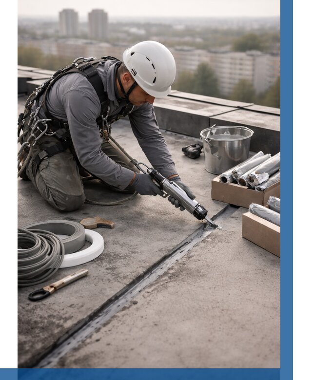 Герметизация швов кровли в Рязани от 462 р./м2 | ВЫСОТНИК-Рзн