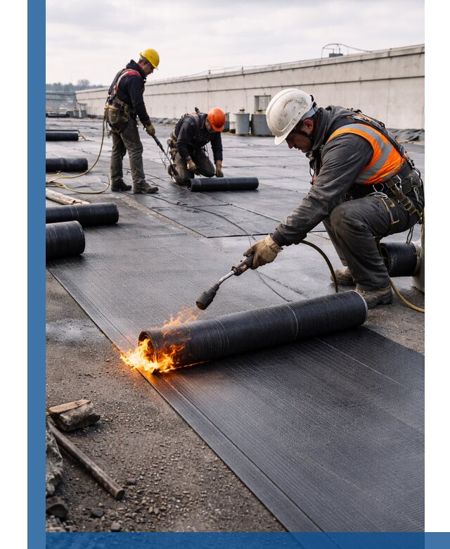 Монтаж наплавляемой кровли в Рязани профессионально