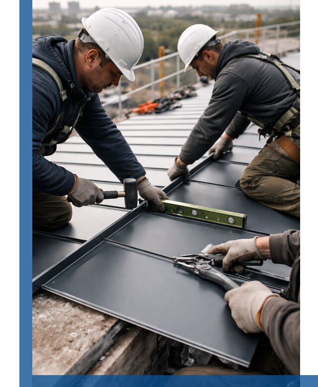 Монтаж фальцевой кровли в Рязани для промышленных зданий