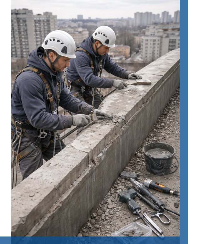 Ремонт парапета на кровле в Рязани от 1540 р. | ВЫСОТНИК-Рзн