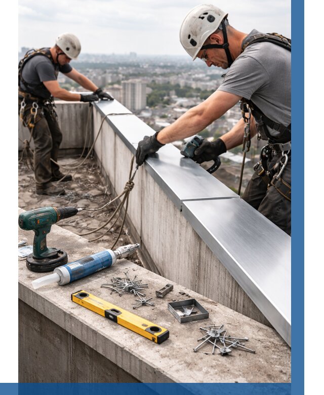 Монтаж парапетных крышек в Рязани от 821 р. | ВЫСОТНИК-Рзн