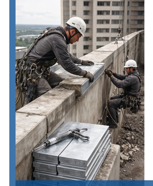 Замена парапетных крышек и установка новых в Рязани