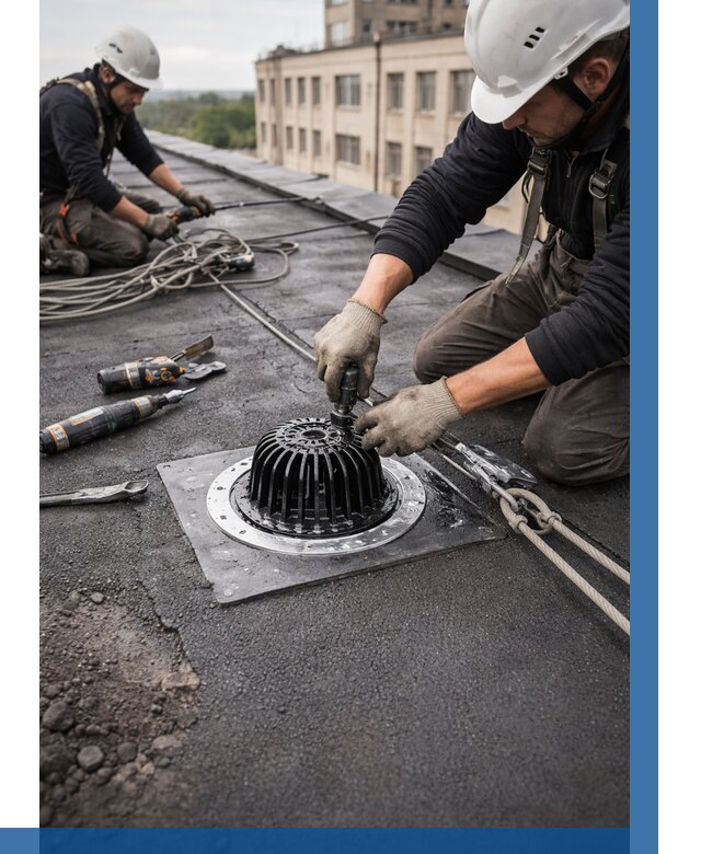 Установка водосточных воронок в Рязани цена от 3594 р. | ВЫСОТНИК-Рзн