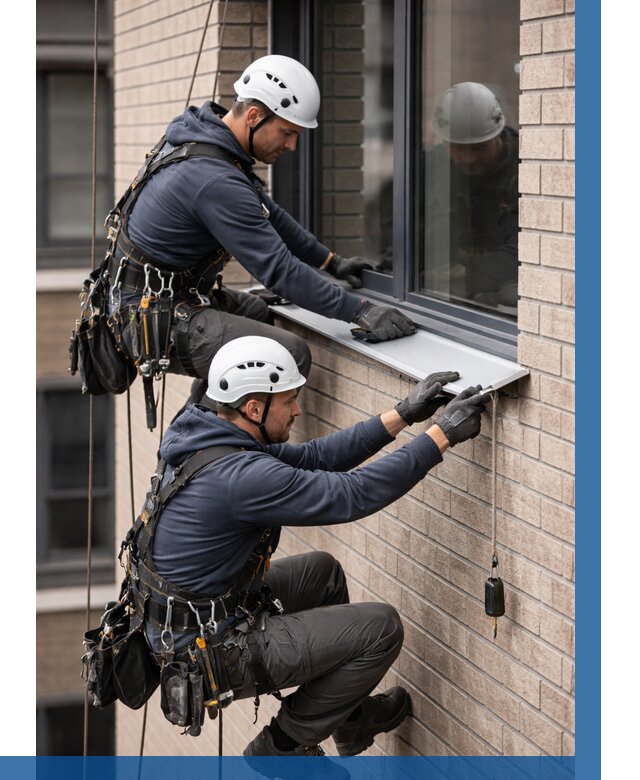 Монтаж оконных отливов под ключ в Рязани от 3594 р. | ВЫСОТНИК-Рзн