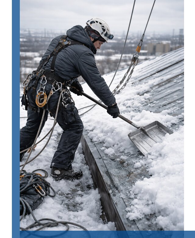 Профессиональная очистка кровли от снега и наледи в Рязани