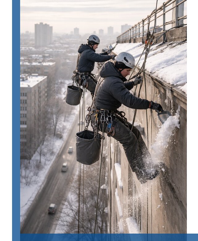 Очистка карнизов от снега в Рязани профессионально и безопасно
