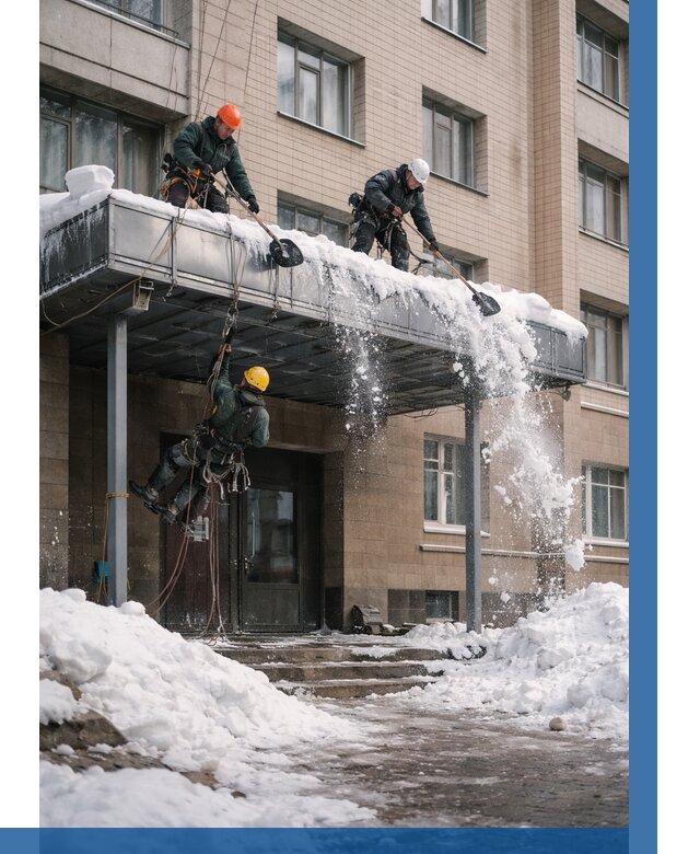 Очистка козырьков от снега в Рязани от 3594 р. | ВЫСОТНИК-Рзн