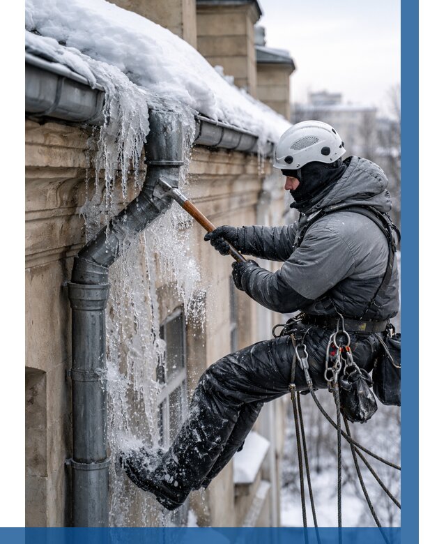 Очистка водостоков от льда в Рязани от 3594 р. | ВЫСОТНИК-Рзн