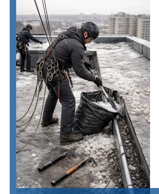 Аварийная очистка кровли в Рязани от промальпинистов