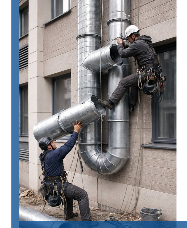 Монтаж фасадных воздуховодов в Рязани с герметизацией и крепежом