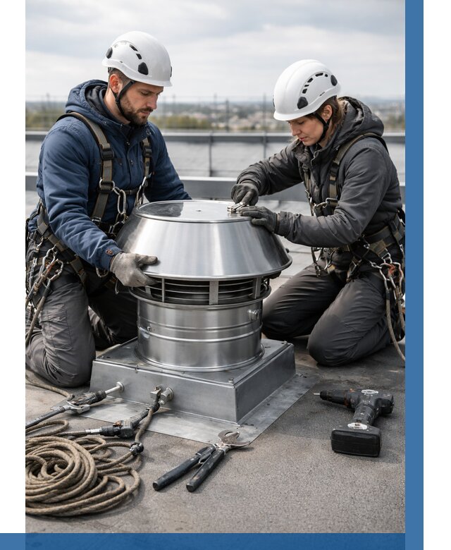 Установка дефлекторов на кровле в Рязани от 4621 р. | ВЫСОТНИК-Рзн