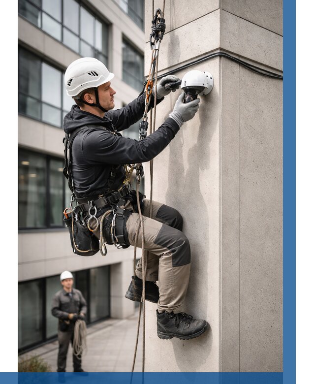 Монтаж камер видеонаблюдения на фасаде в Рязани от 8728 р.-ВЫСОТНИК-Рзн