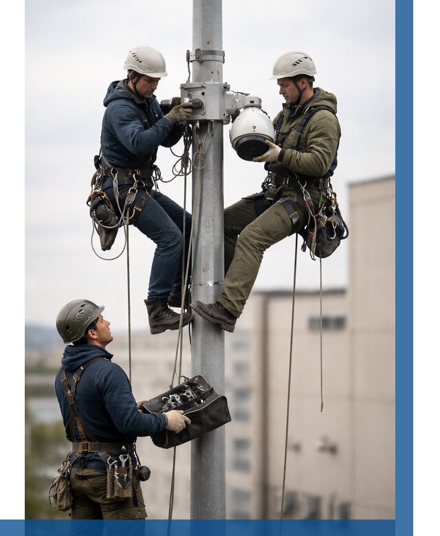 Установка видеокамер на мачте в Рязани от 8728 р. | ВЫСОТНИК-Рзн