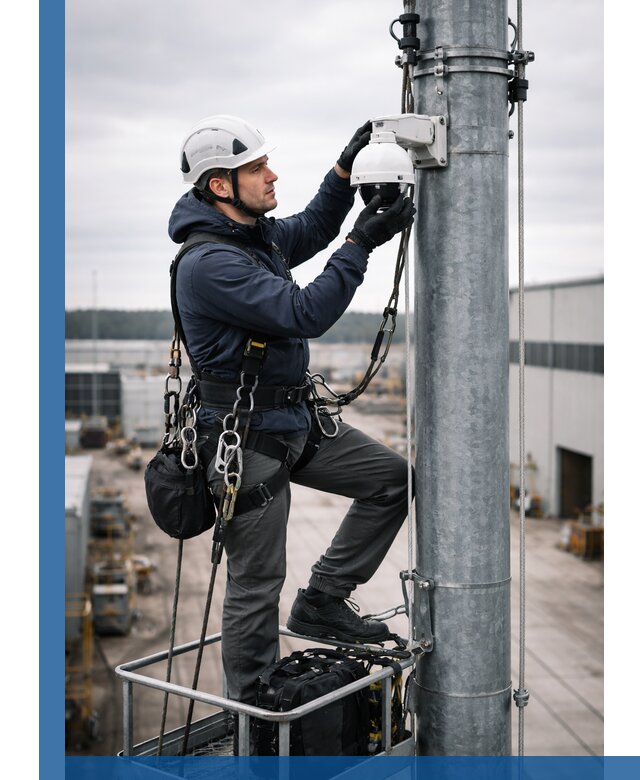 Профессиональная установка видеокамер на мачте в Рязани