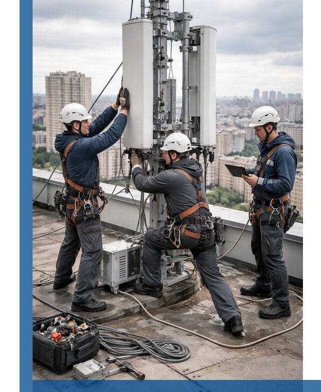 Монтаж антенн связи на крыше в Рязани с вводом в эксплуатацию