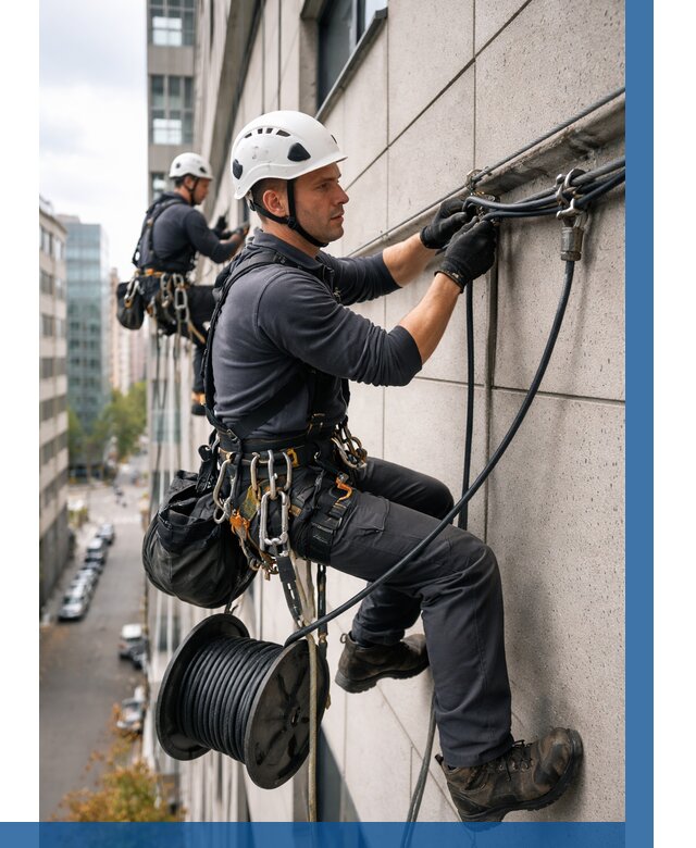 Прокладка кабеля по фасаду в Рязани от 359 р. | ВЫСОТНИК-Рзн