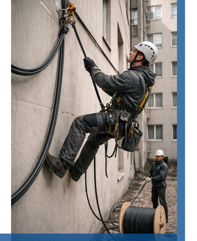 Протяжка кабеля питания на высоте в Рязани от 462 р. | ВЫСОТНИК-Рзн