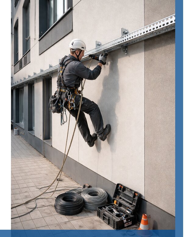 Монтаж кабельных лотков на фасаде в Рязани от 1232 р. | ВЫСОТНИК-Рзн