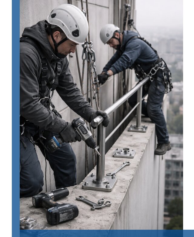 Монтаж перил на высоте в Рязани для жилых и промобъектов