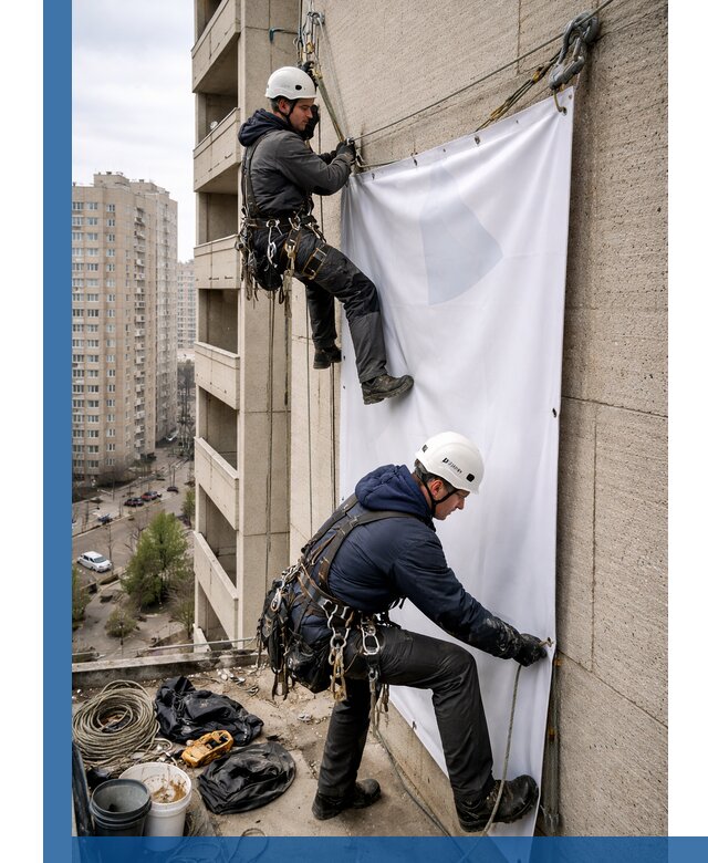 Профессиональный монтаж баннеров на фасаде в Рязани