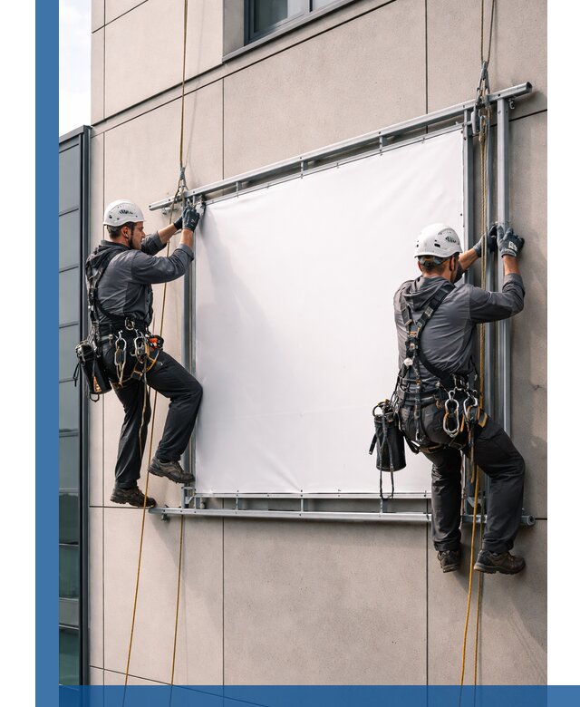 Монтаж наружной рекламной вывески в Рязани под ключ