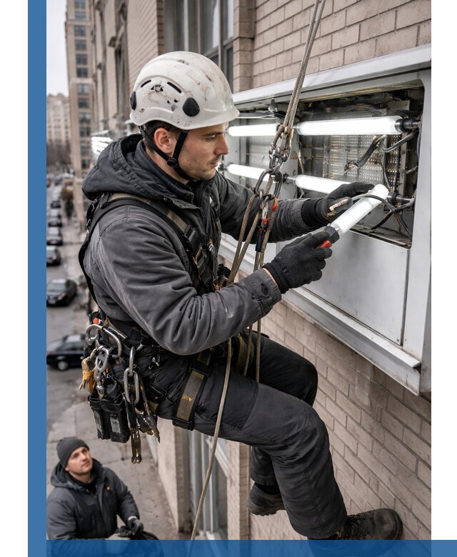 Профессиональная замена ламп в наружной вывеске в Рязани