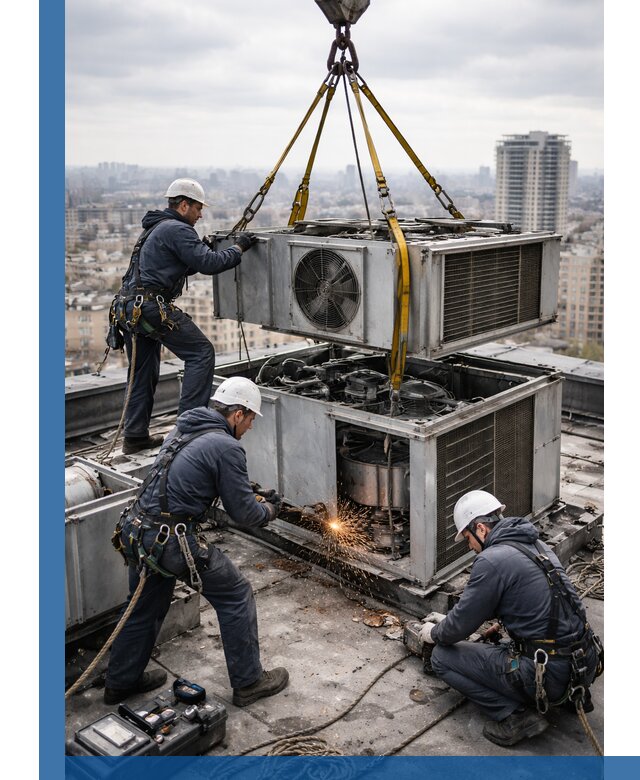 Демонтаж крышной установки в Рязани любой сложности