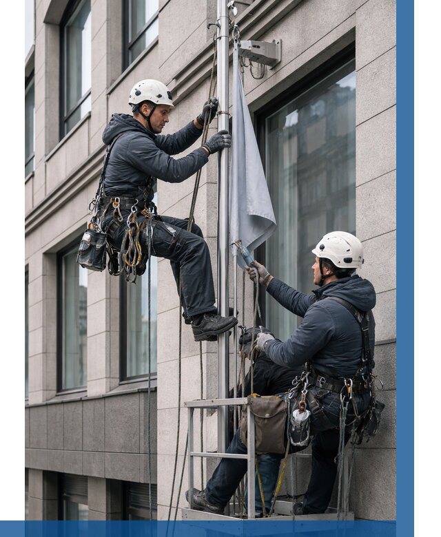 Установка флагов на фасаде в Рязани от 4621 р. | ВЫСОТНИК-Рзн