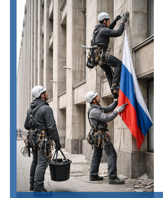 Профессиональная установка флагов на фасаде в Рязани