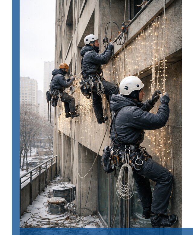 Монтаж новогодней иллюминации и украшение фасадов в Рязани