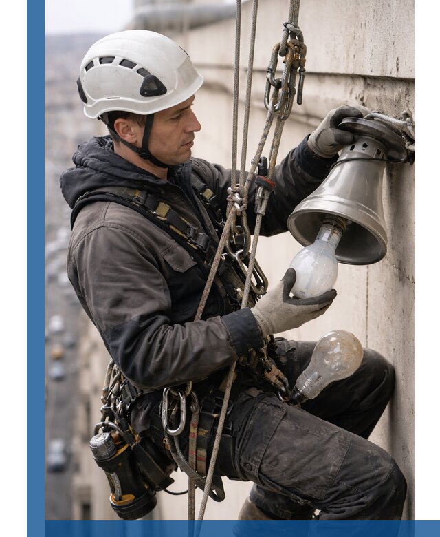 Замена ламп на высоте в Рязани профессионально и быстро