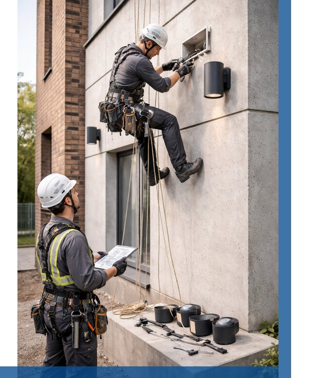 Монтаж фасадного освещения в Рязани от 2567 р. | ВЫСОТНИК-Рзн