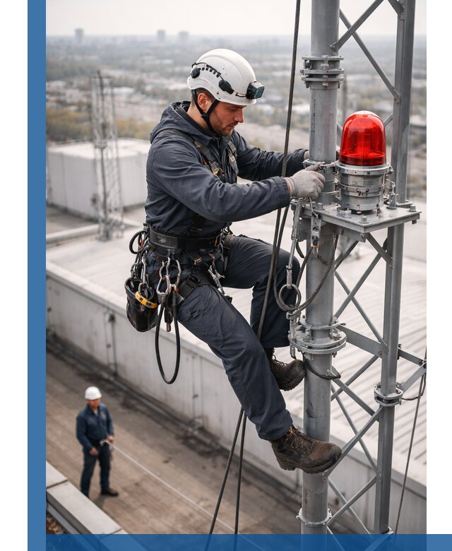 Монтаж заградительных огней и обслуживание объектов в Рязани